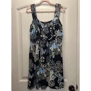 Style & Co Women’s Floral Print Slinky Sleeveless Mini Dress Size 1X Black Blue
